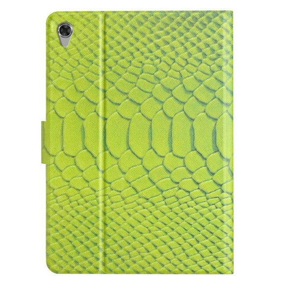 For Lenovo Tab M10 HD 2nd Gen Solid Color Crocodile Texture Leather Smart Tablet Case(Green)