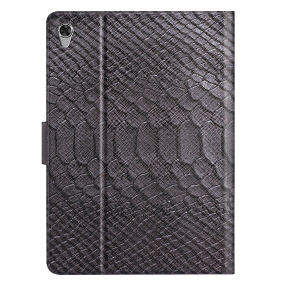 For Lenovo Tab M10 HD 2nd Gen Solid Color Crocodile Texture Leather Smart Tablet Case(Black)