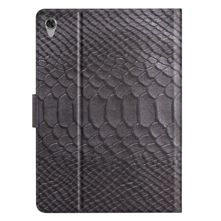 For Lenovo Tab M10 HD 2nd Gen Solid Color Crocodile Texture Leather Smart Tablet Case(Black)