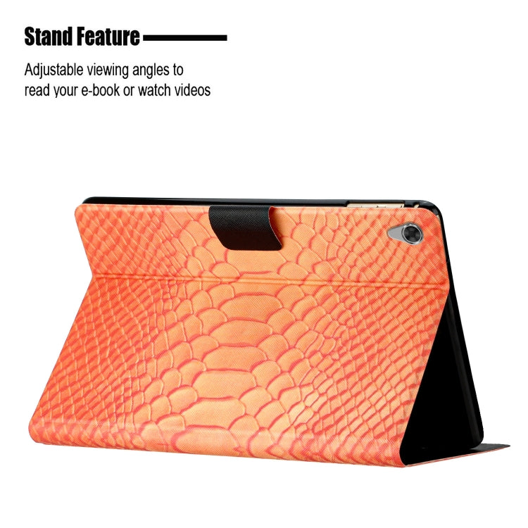 For Lenovo Tab M10 HD 2nd Gen Solid Color Crocodile Texture Leather Smart Tablet Case(Orange)