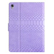 For Lenovo Tab M10 HD 2nd Gen Solid Color Crocodile Texture Leather Smart Tablet Case(Purple)