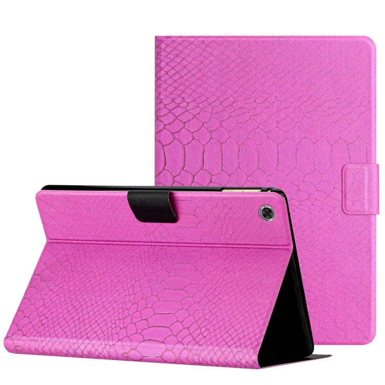 For Lenovo Tab M10 3rd Gen Solid Color Crocodile Texture Leather Smart Tablet Case(Rose Red)