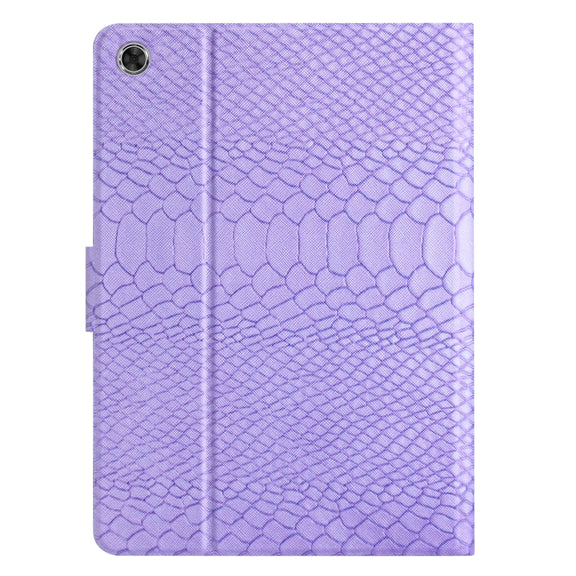 For Lenovo Tab M10 3rd Gen Solid Color Crocodile Texture Leather Smart Tablet Case(Purple)