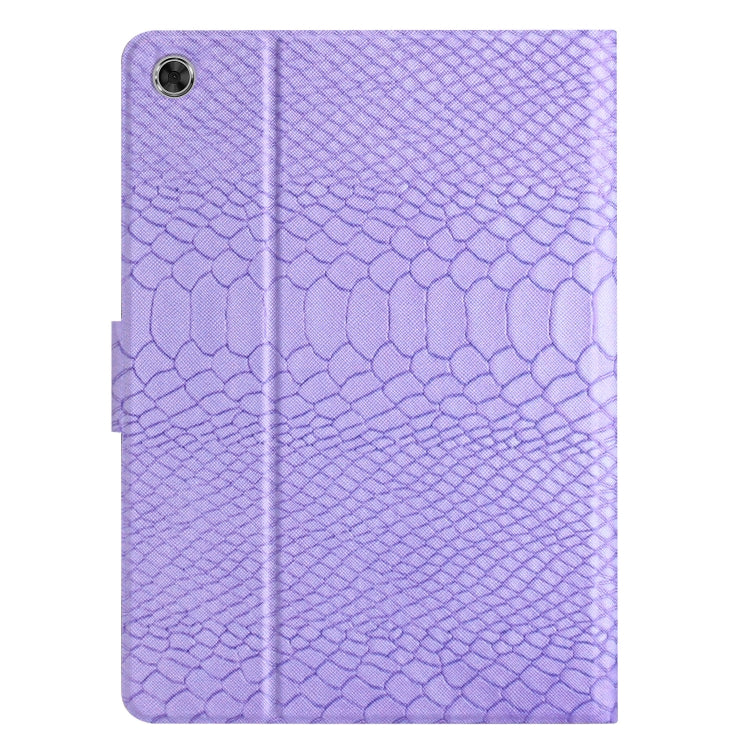 For Lenovo Tab M10 Plus Solid Color Crocodile Texture Leather Smart Tablet Case(Purple)