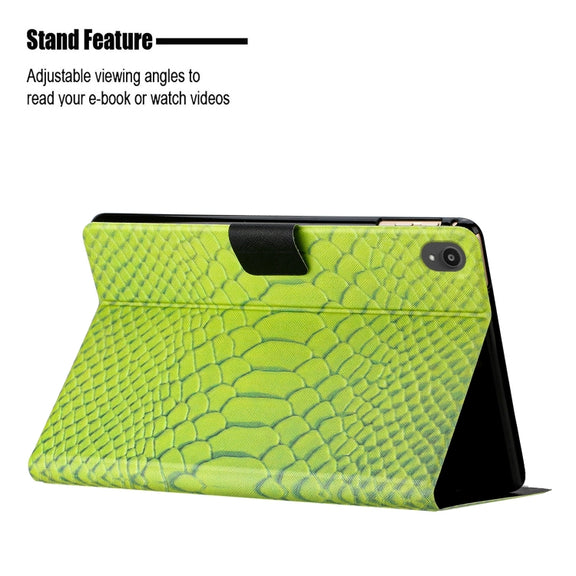 For Lenovo Tab P11 Solid Color Crocodile Texture Leather Smart Tablet Case(Green)