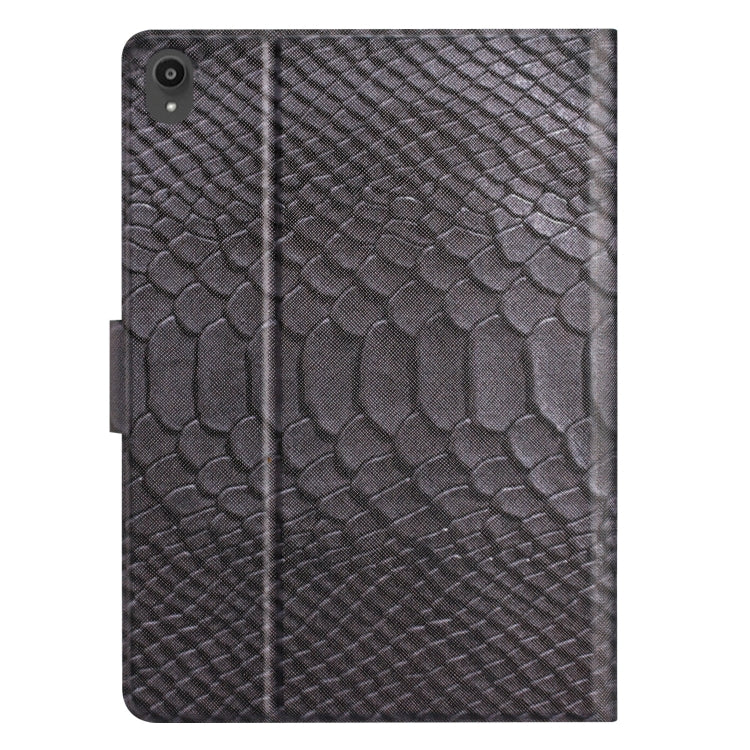 For Lenovo Tab P11 Solid Color Crocodile Texture Leather Smart Tablet Case(Black)