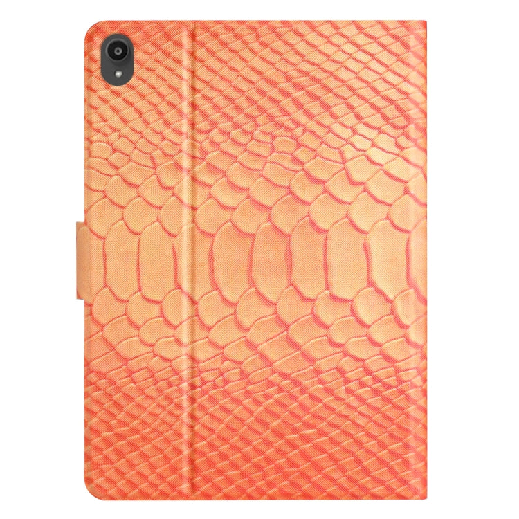For Lenovo Tab P11 Solid Color Crocodile Texture Leather Smart Tablet Case(Orange)
