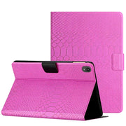 For Lenovo Tab P11 Solid Color Crocodile Texture Leather Smart Tablet Case(Rose Red)