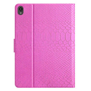 For Lenovo Tab P11 Solid Color Crocodile Texture Leather Smart Tablet Case(Rose Red)