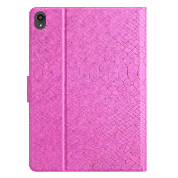 For Lenovo Tab P11 Solid Color Crocodile Texture Leather Smart Tablet Case(Rose Red)