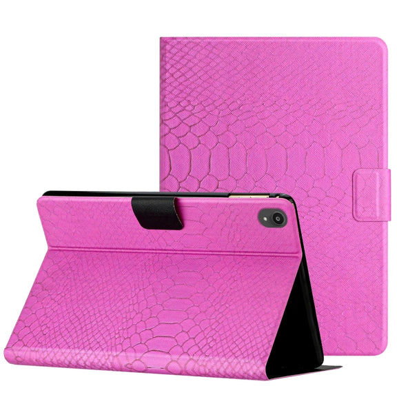 For Lenovo Tab P11 Solid Color Crocodile Texture Leather Smart Tablet Case(Rose Red)