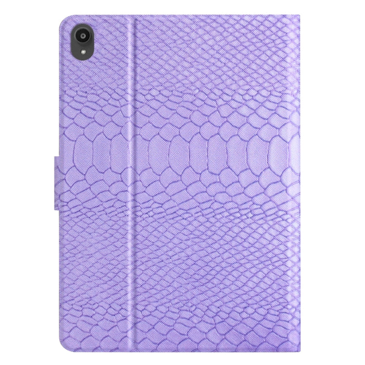 For Lenovo Tab P11 Solid Color Crocodile Texture Leather Smart Tablet Case(Purple)
