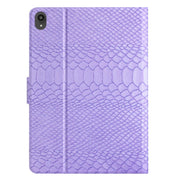 For Lenovo Tab P11 Solid Color Crocodile Texture Leather Smart Tablet Case(Purple)