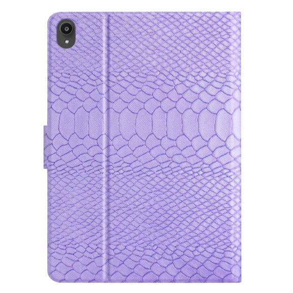 For Lenovo Tab P11 Solid Color Crocodile Texture Leather Smart Tablet Case(Purple)