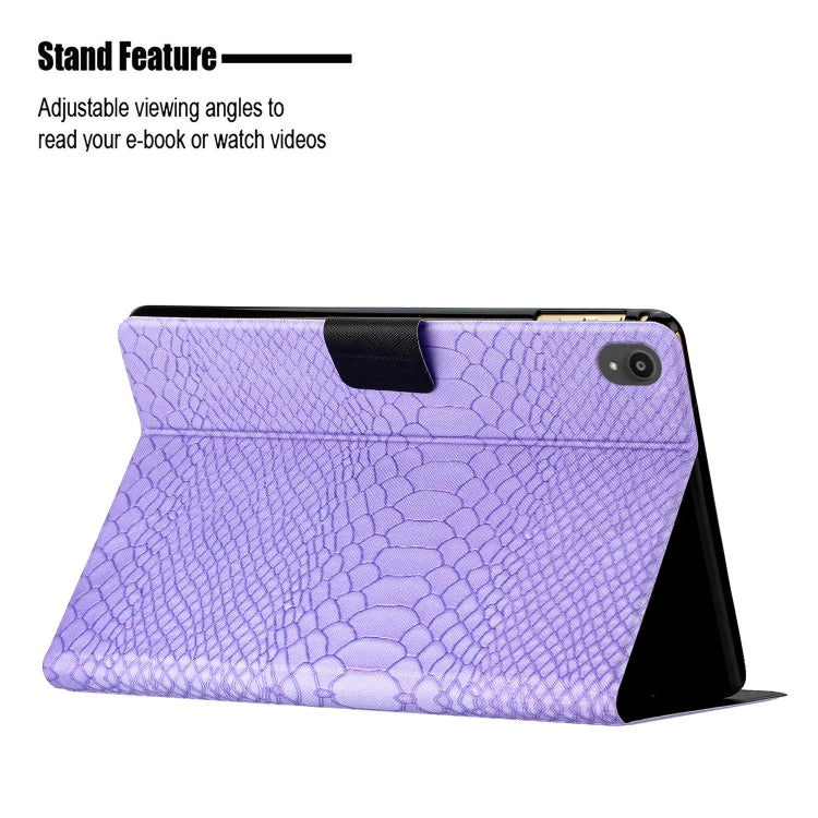 For Lenovo Tab P11 Solid Color Crocodile Texture Leather Smart Tablet Case(Purple)