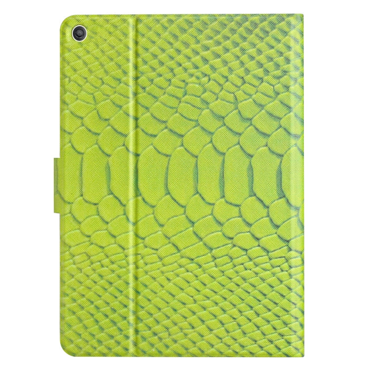 For Amazon Kindle Fire HD 10 2019/2017/2015 Solid Color Crocodile Texture Leather Smart Tablet Case(Green)