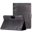 For Amazon Kindle Fire HD 10 2019/2017/2015 Solid Color Crocodile Texture Leather Smart Tablet Case(Black) - Amazon by PMC TechLife | Online Shopping South Africa | PMC TechLife | Buy Now Pay Later Mobicred