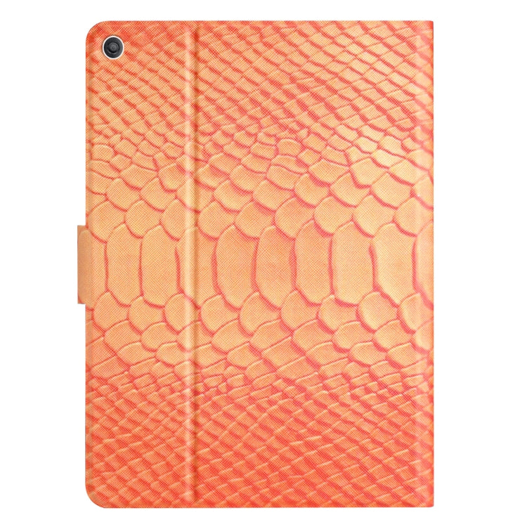 For Amazon Kindle Fire HD 10 2019/2017/2015 Solid Color Crocodile Texture Leather Smart Tablet Case(Orange)