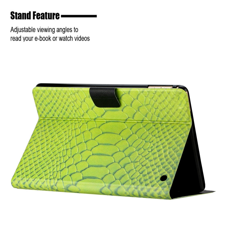For Amazon Kindle Fire HD 10 2021 Solid Color Crocodile Texture Leather Smart Tablet Case(Green)