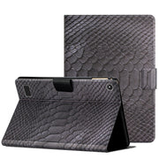 For Amazon Kindle Fire HD 10 2021 Solid Color Crocodile Texture Leather Smart Tablet Case(Black)