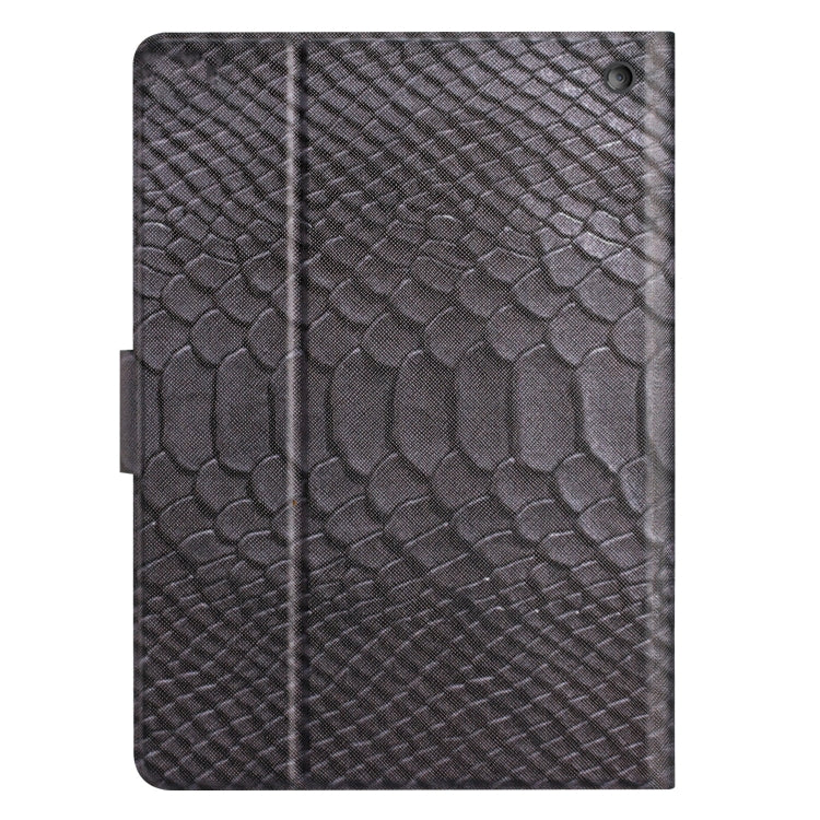 For Amazon Kindle Fire HD 10 2021 Solid Color Crocodile Texture Leather Smart Tablet Case(Black)