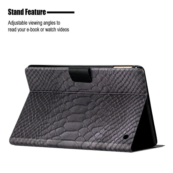 For Amazon Kindle Fire HD 10 2021 Solid Color Crocodile Texture Leather Smart Tablet Case(Black)