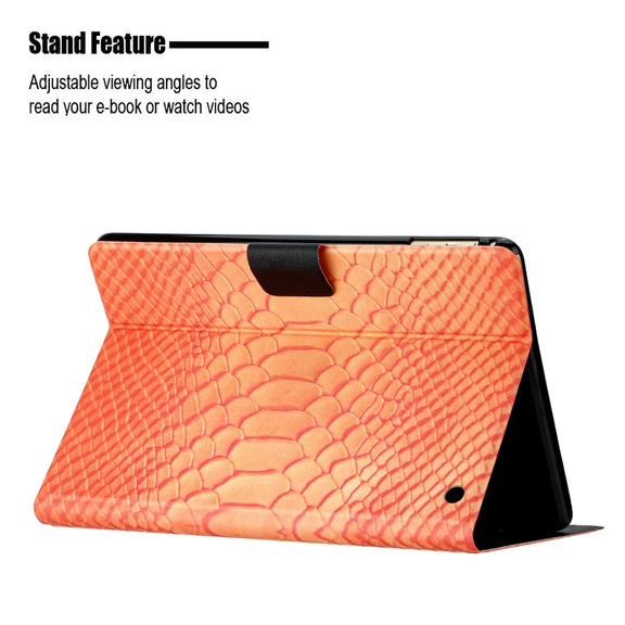 For Amazon Kindle Fire HD 10 2021 Solid Color Crocodile Texture Leather Smart Tablet Case(Orange)