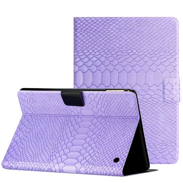 For Amazon Kindle Fire HD 10 2021 Solid Color Crocodile Texture Leather Smart Tablet Case(Purple)