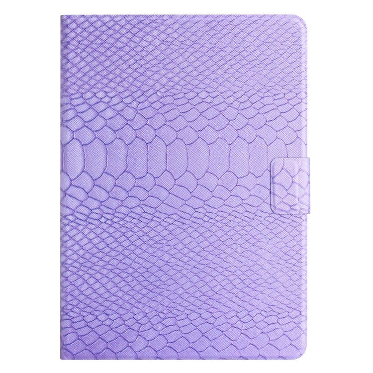 For Amazon Kindle Fire HD 10 2021 Solid Color Crocodile Texture Leather Smart Tablet Case(Purple)
