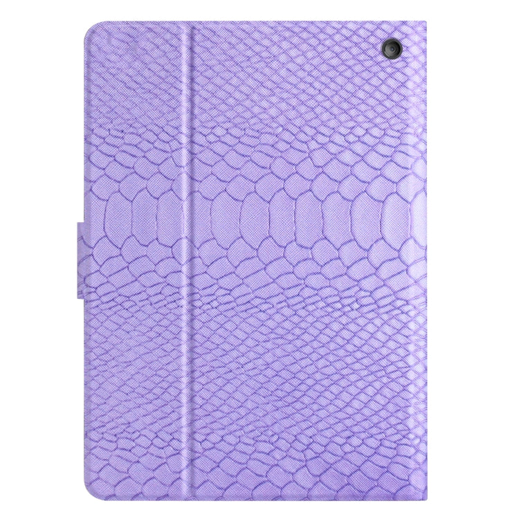 For Amazon Kindle Fire HD 10 2021 Solid Color Crocodile Texture Leather Smart Tablet Case(Purple)