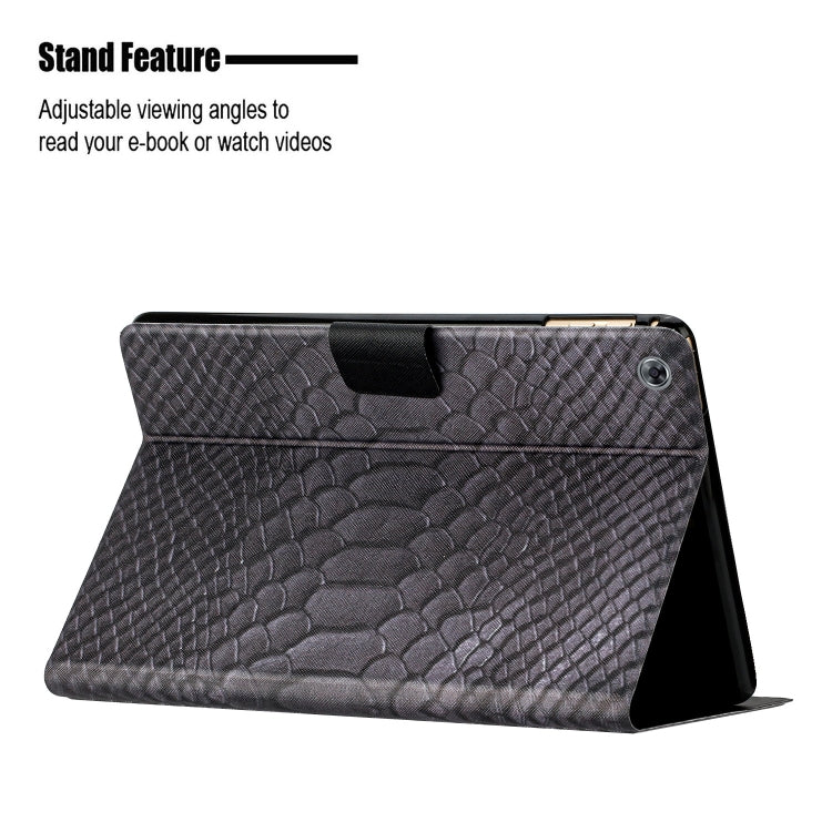 For Huawei MatePad T 10s Solid Color Crocodile Texture Leather Tablet Case(Black)