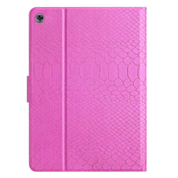 For Huawei MatePad T 10s Solid Color Crocodile Texture Leather Tablet Case(Rose Red)