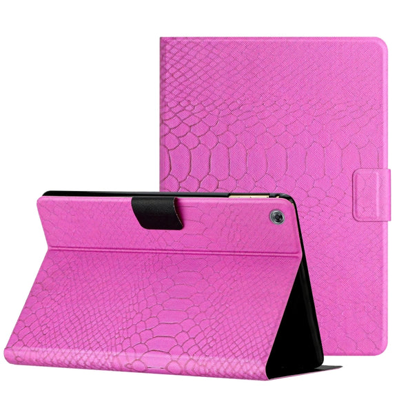 For Huawei MatePad T 10s Solid Color Crocodile Texture Leather Tablet Case(Rose Red)