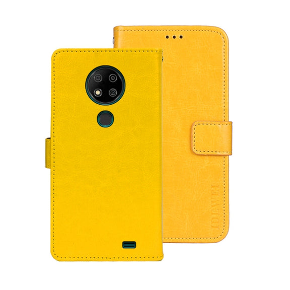 For Oukitel C19 Pro idewei Crazy Horse Texture Leather Phone Case(Yellow)