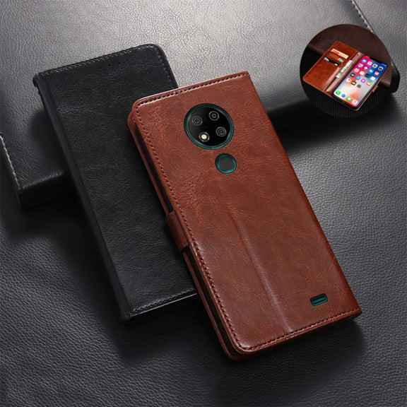 For Oukitel C19 Pro idewei Crazy Horse Texture Leather Phone Case(Yellow)