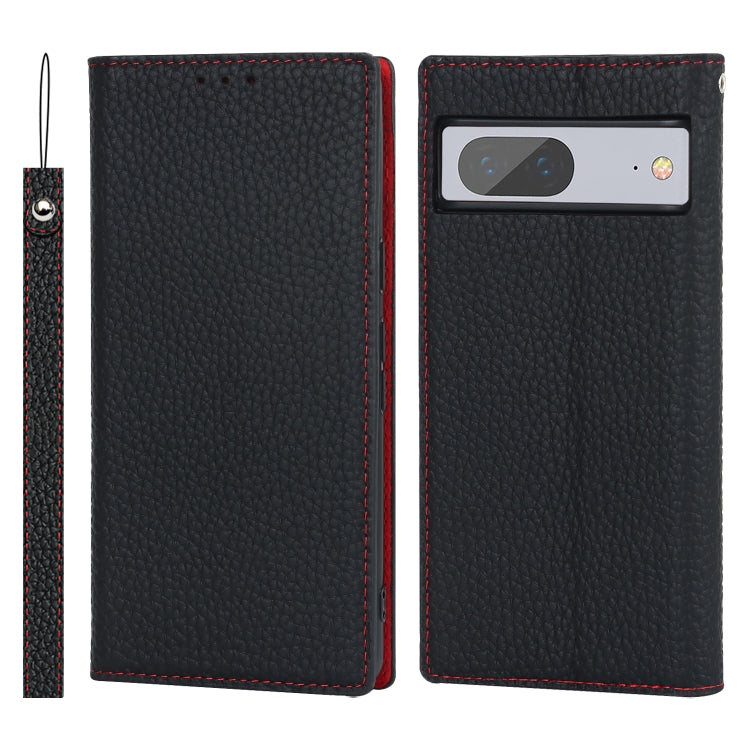 For Google Pixel 7 5G Litchi Texture Genuine Leather Phone Case(Black)