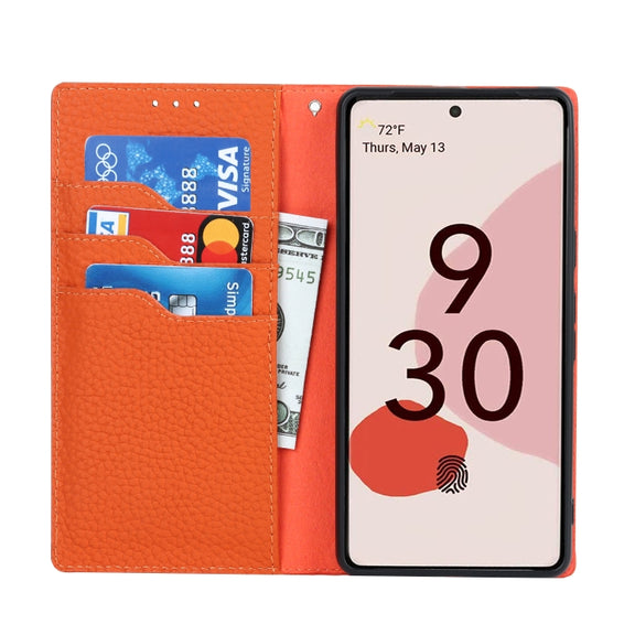 For Google Pixel 7 5G Litchi Texture Genuine Leather Phone Case(Orange)