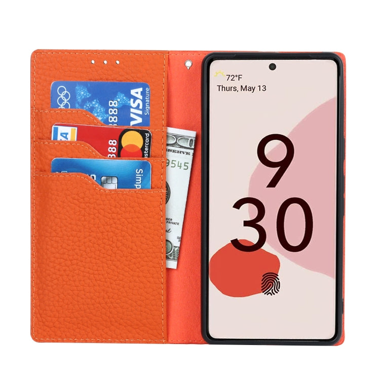 For Google Pixel 7 5G Litchi Texture Genuine Leather Phone Case(Orange)