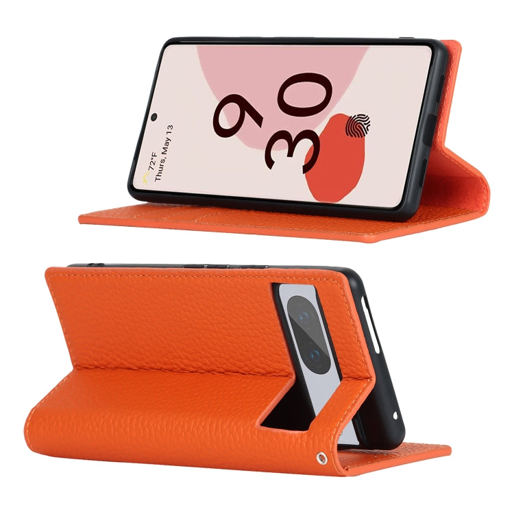 For Google Pixel 7 5G Litchi Texture Genuine Leather Phone Case(Orange)