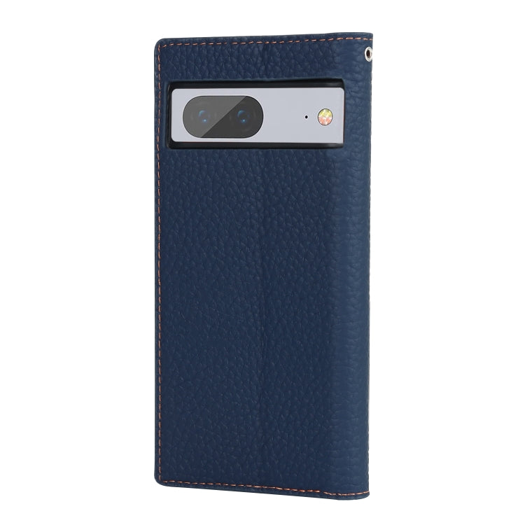 For Google Pixel 7 5G Litchi Texture Genuine Leather Phone Case(Dark Blue)