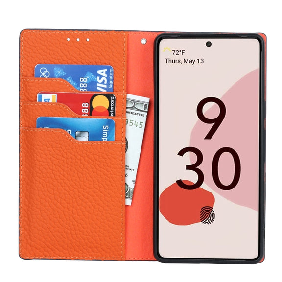 For Google Pixel 7 5G Litchi Texture Genuine Leather Phone Case(Dark Blue)