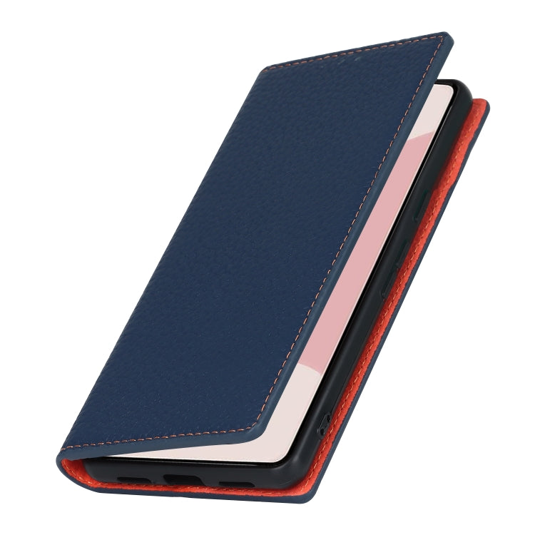 For Google Pixel 7 5G Litchi Texture Genuine Leather Phone Case(Dark Blue)