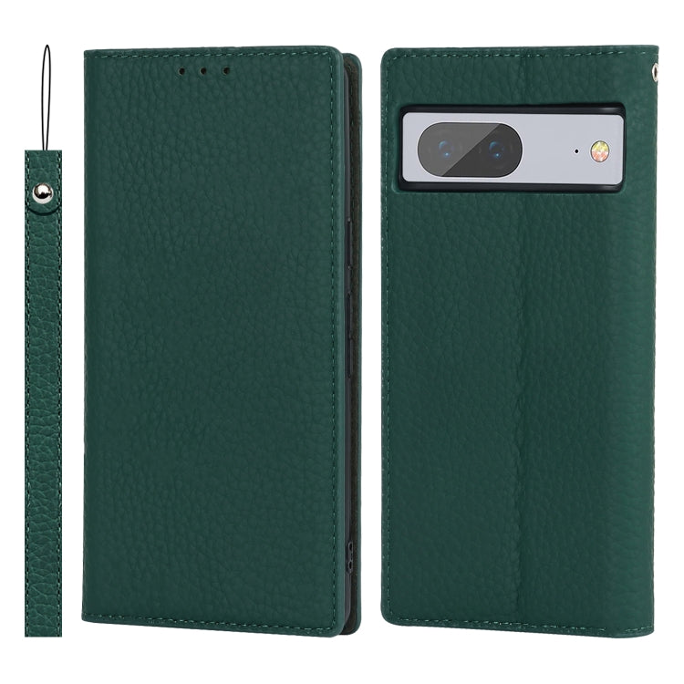 For Google Pixel 7 5G Litchi Texture Genuine Leather Phone Case(Dark Green)