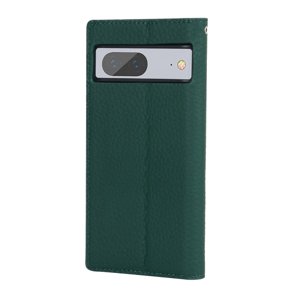 For Google Pixel 7 5G Litchi Texture Genuine Leather Phone Case(Dark Green)