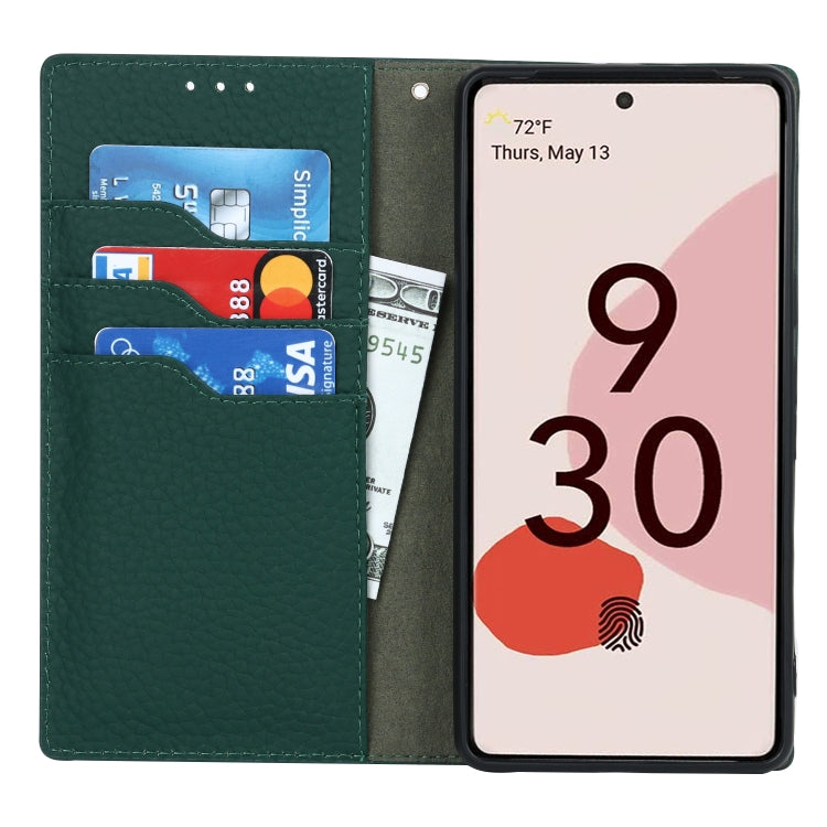 For Google Pixel 7 5G Litchi Texture Genuine Leather Phone Case(Dark Green)