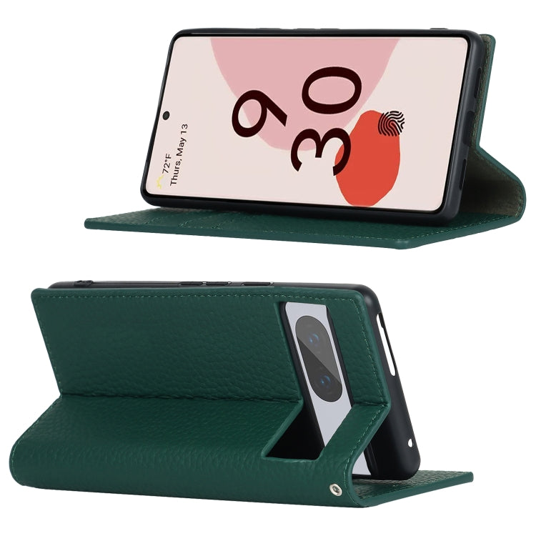 For Google Pixel 7 5G Litchi Texture Genuine Leather Phone Case(Dark Green)