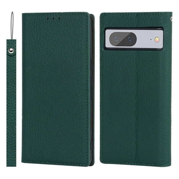 For Google Pixel 7 5G Litchi Texture Genuine Leather Phone Case(Dark Green)