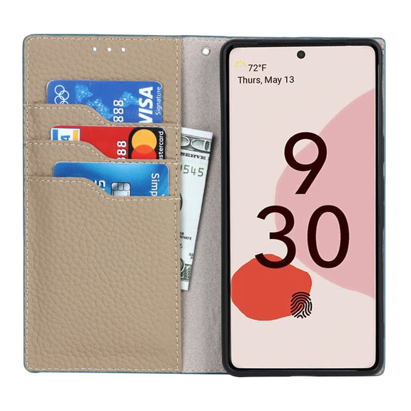 For Google Pixel 7 5G Litchi Texture Genuine Leather Phone Case(Sky Blue)