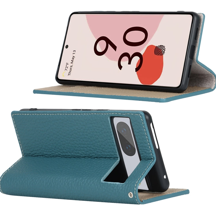 For Google Pixel 7 5G Litchi Texture Genuine Leather Phone Case(Sky Blue)