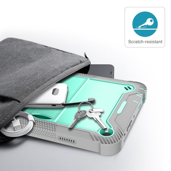 Silicone + PC Holder Shockproof Tablet Case For Amazon Kindle Fire HD 8 2022 / 2020 / HD 8 Plus 2020(Mint Green+Grey)
